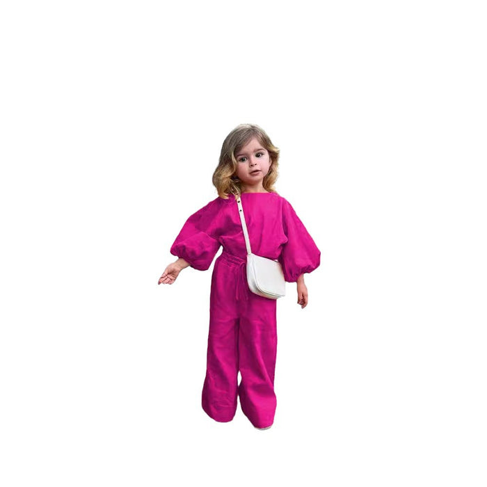 Wholesale Cotton and Linen Long-sleeved Tops and Pants Children's Suits JDC-CTS-YaYaMi045