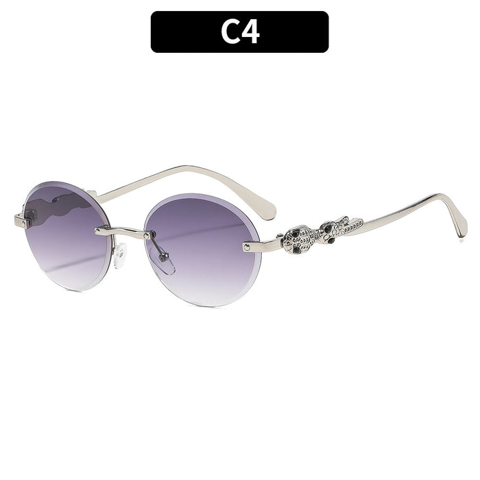 Wholesale Oval Frameless Retro Hip Hop Sunglasses for Travel Outdoor Trendy