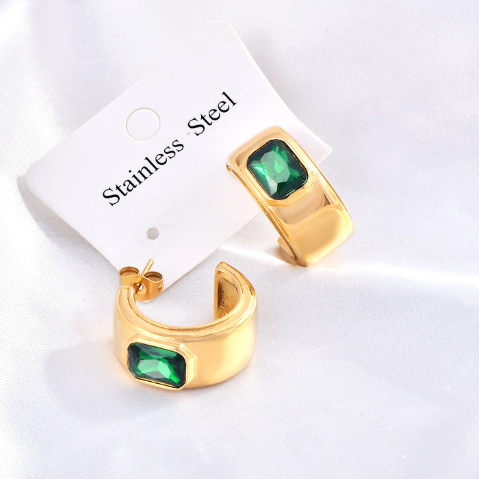 Wholesale Titanium Steel C-Shaped Earrings: Edgy and Geometric Ear Jewelry in Euro-American Style