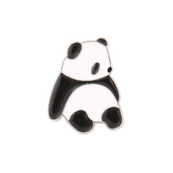 Wholesale Electroplated Metal Panda Brooch Cute Cartoon Animal Lapel Pin Stylish Fashion Accessory For Women Gift