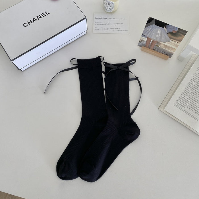 Wholesale Ribbon bow socks, thin mesh breathable hollow socks