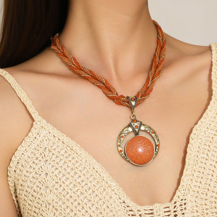 Wholesale Resin Boho Geometric Handmade Necklace MOQ≥2