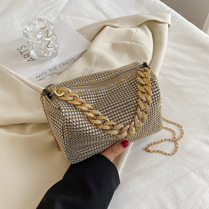 Wholesale Bright Diamond Cylinder Bag Full Diamond Shoulder Crossbody Bag JDC-SD-MingShuo002