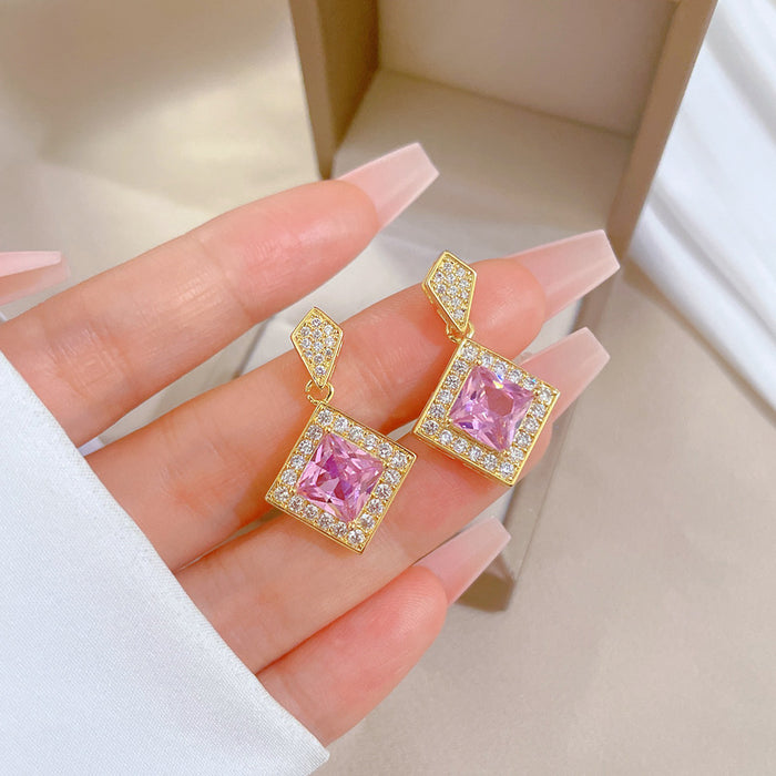 Wholesale Real Gold Diamond Geometric Stud Earrings JDC-ES-LG003