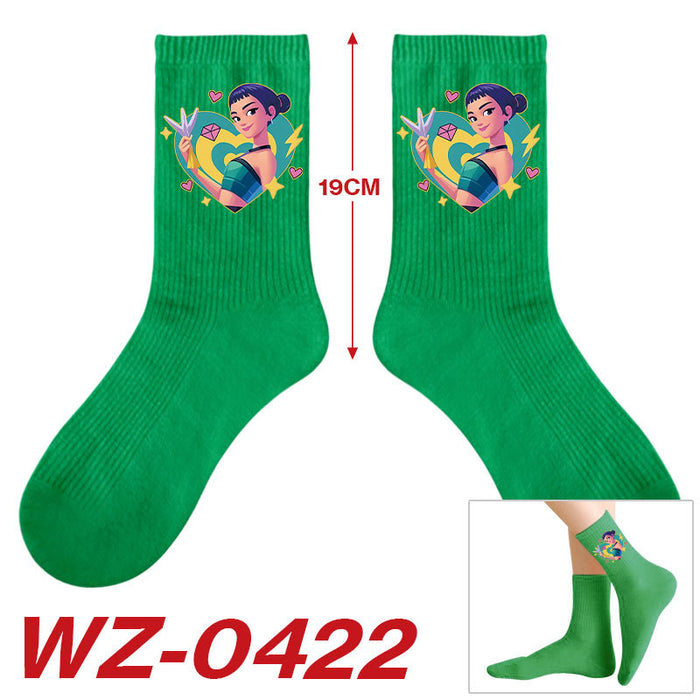 Wholesale Kpop Cute cartoon-themed printed colorful mid-calf socks