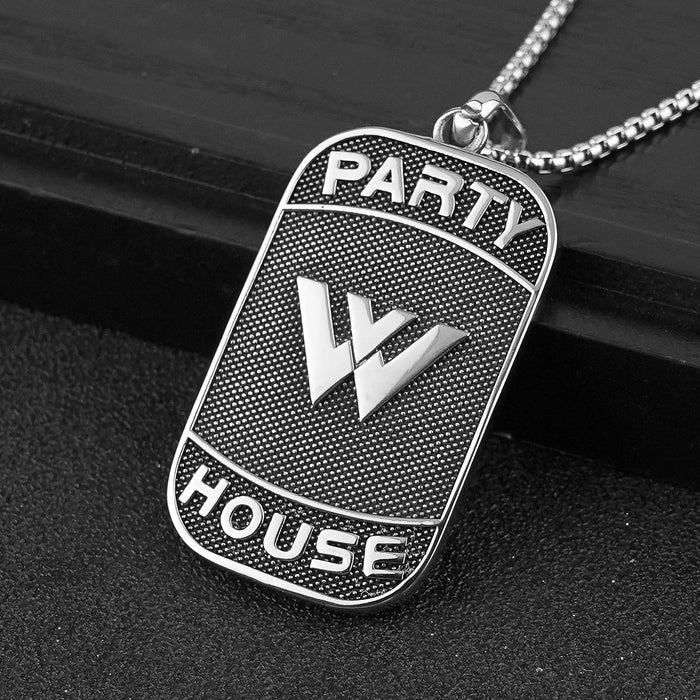 Wholesale Stainless steel necklace casting square brand three-dimensional pendant personalized titanium steel accessories wholesale