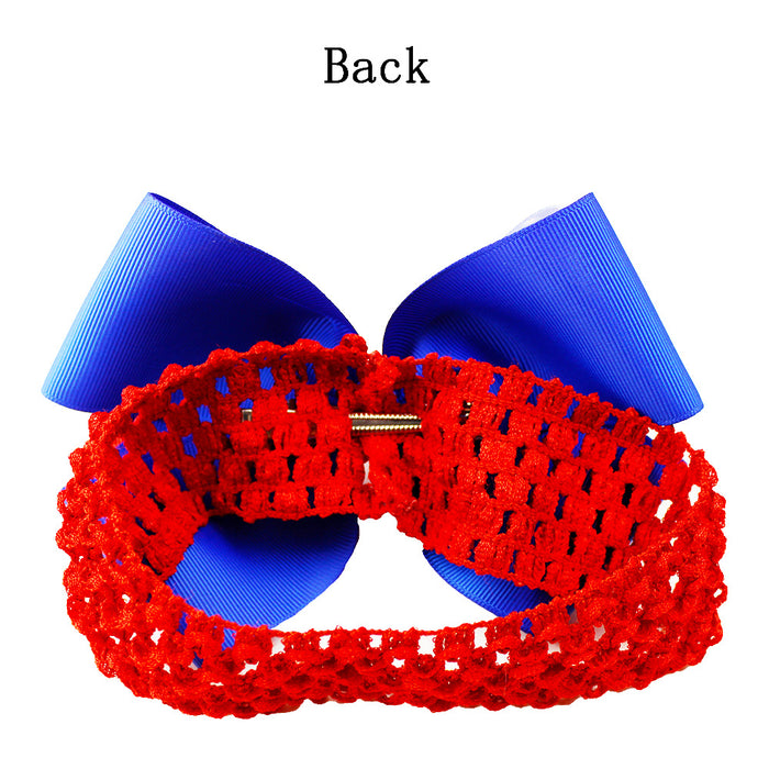 Wholesale Independence Day Double Layer Rhinestone Bow Children's Fabric Headband JDC-HD-HeZhuo002