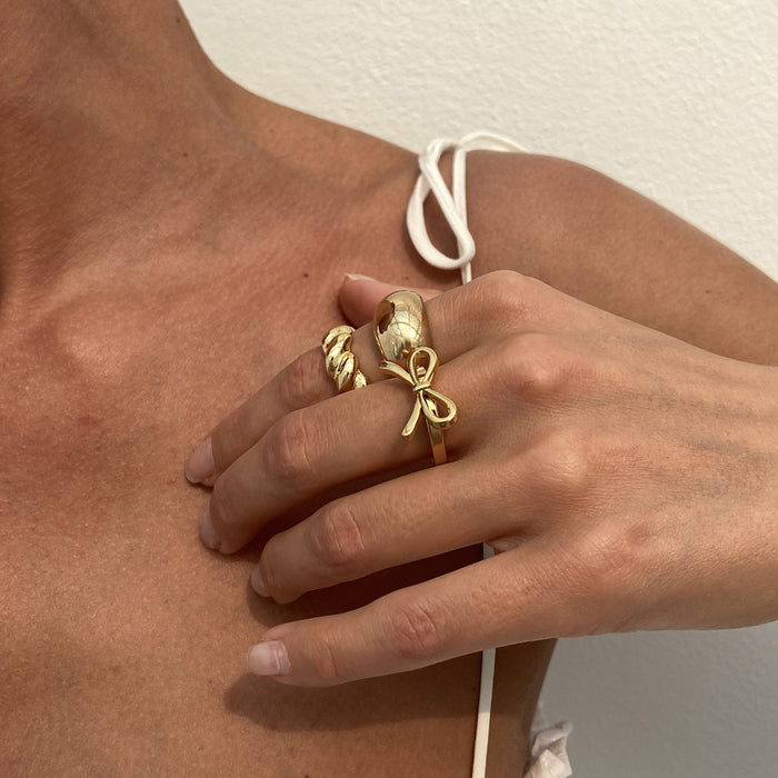 Wholesale  Irregular Liquid Line Open Ring Set Ring Niche Light Luxury Ring