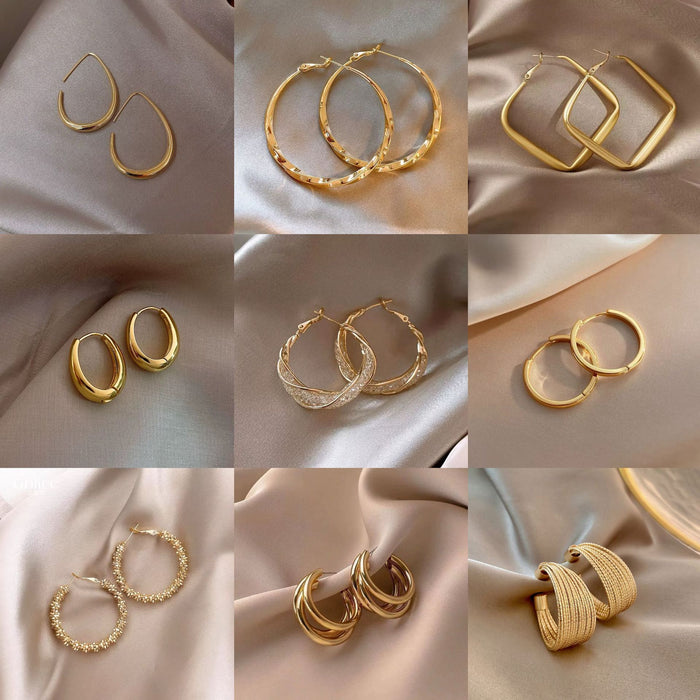 Wholesale Retro geometric metal earrings, earrings, niche feel, golden temperament, simple earrings, earrings