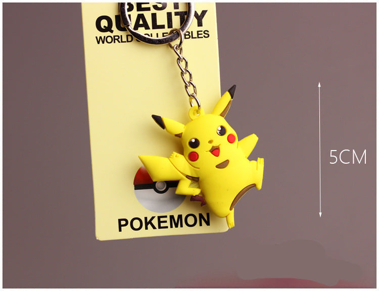 Wholesale  Cartoon Keychain Pet  Pvc Soft Jelly Pocket Monster Silicone Pendant Office Culture Keychain Accessories