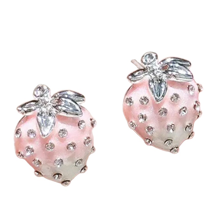 Wholesale Alloy Strawberry Zircon Earrings Sweet Trendy Everyday Fashion Accessory