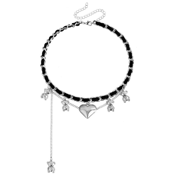 Wholesale Plush Bear Pendant Heart Necklace for Women