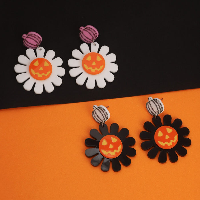 Wholesale  Acrylic Earrings Pumpkin Skull Flower Earring Set Dark Gothic Style