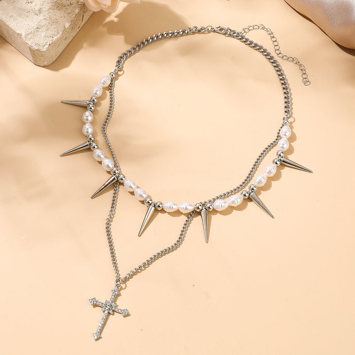 Wholesale Imitation Pearl Clavicle Chain Hip-hop Trend Distinctive Tapered Short Necklace for Women