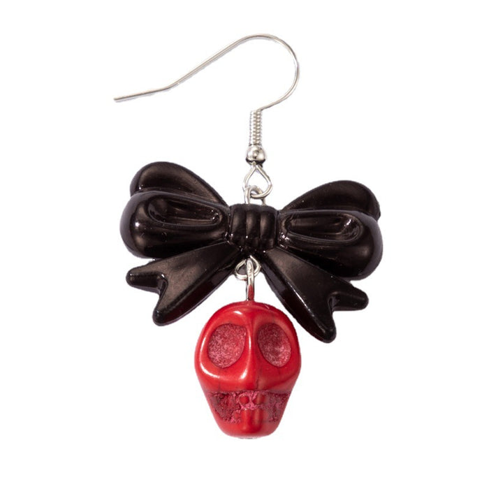 Wholesale Skull Bow Earrings Alloy Spray Paint Fashion Accessory MOQ≥2
