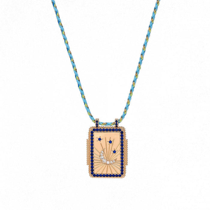 Wholesale Retro Tarot Card Pendant Necklace Sun Moon Star Planet Copper Gem Jewelry Chic Boutique Resale