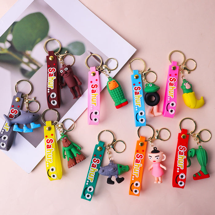 Wholesale Keychain Pendant Abstract Funny Wooden Stick People' s PVC Pendant