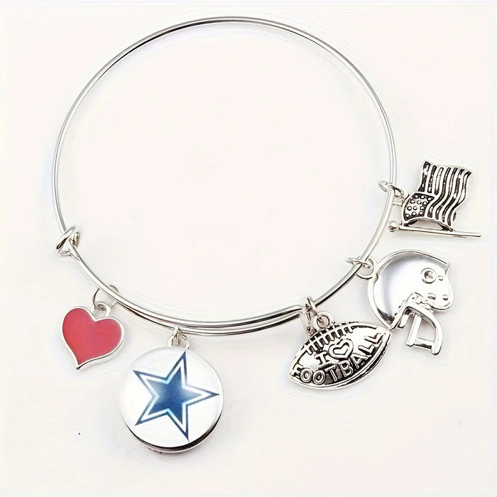 Wholesale Pittsburgh Steelers Helmet American Flag Alloy Pendant Bracelet