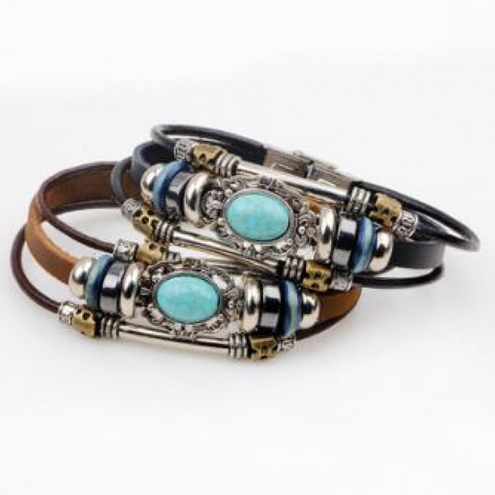 Wholesale  leather bracelet men and women turquoise leather bracelet high-grade exquisite leather bracelet