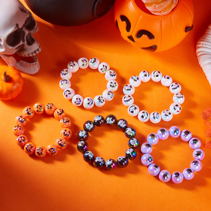 Wholesale  Skull Pumpkin Bracelet Wood Print Handmade Beaded Bracelet