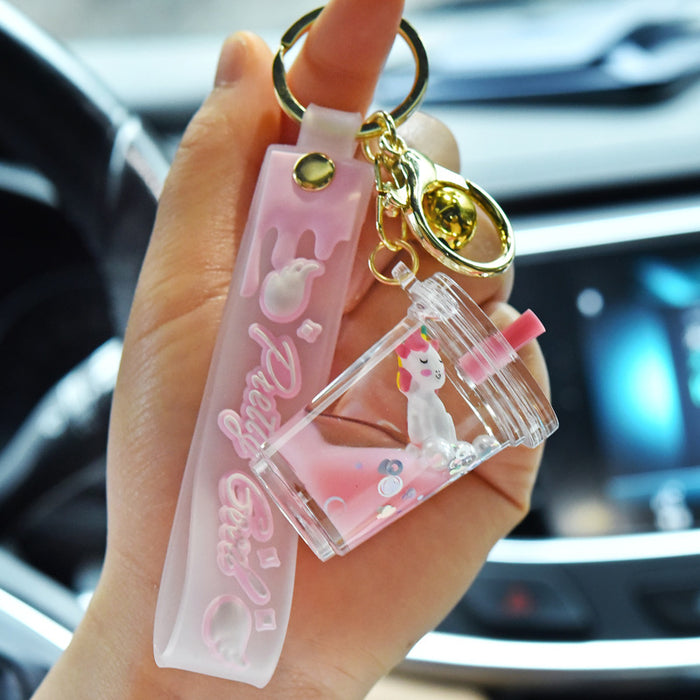 Wholesale Liquid Quicksand Unicorn Oil-Filled Keychain