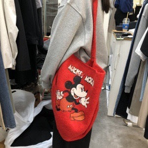 Wholesale Lamb Plush Handbag Women's Cartoon Printed Wool Shoulder Crossbody Tote Bag