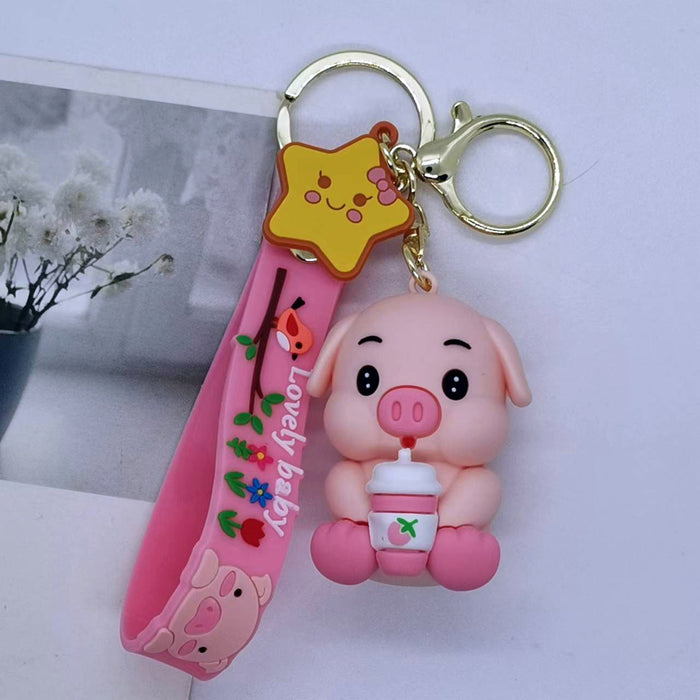 Wholesale small tree people raccoon doll key chain pendant couple bag car key chain accessories gift