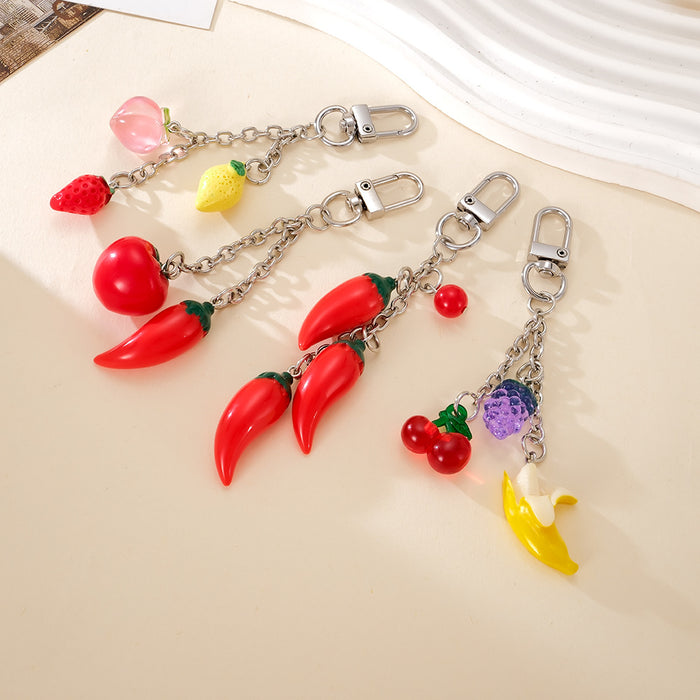 Wholesale Country Style Fruit Acrylic Keychain Pendant - Cute Fashion Accessory