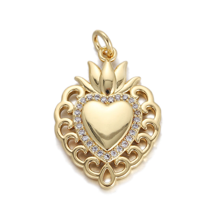 Wholesale Love Gold-plated Pendant Peach Heart Zircon Accessories JDC-BT-YJ006