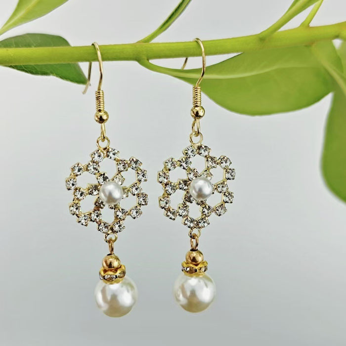 Wholesale Sparkling Diamond Imitation Pearl Versatile Earrings Personalized Fashion Commuting Ear Hooks Exquisite Earrings