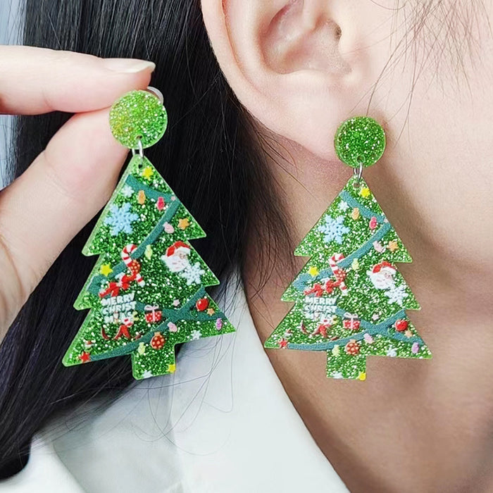 Wholesale Christmas Acrylic Earrings Five-Pointed Star Christmas Tree Personalized Earrings