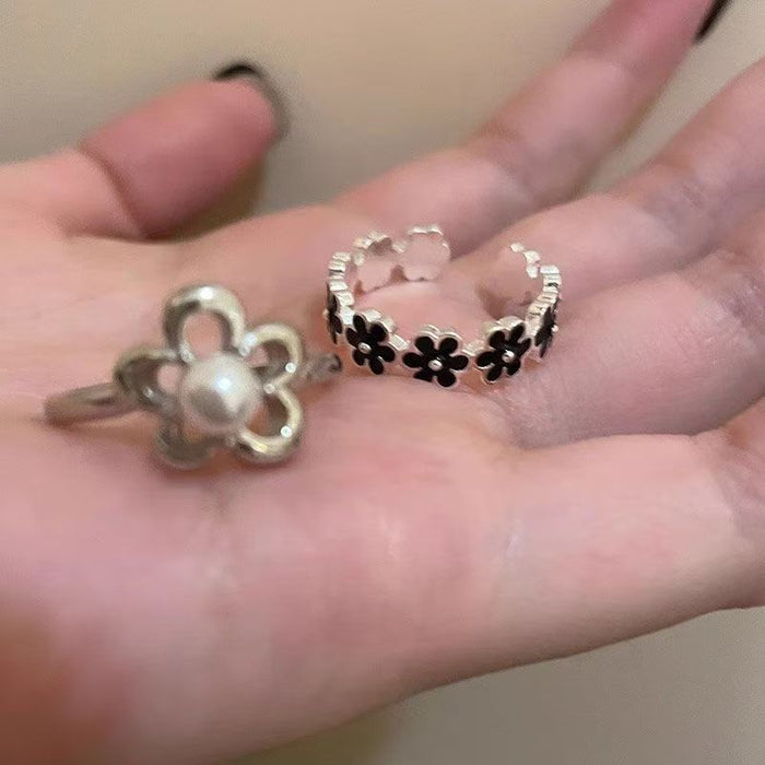 Wholesale Flower opening ring, female sweet retro temperament, index finger ring, high-end and versatile, niche ring