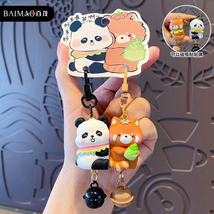 Wholesale Resin Big And Small Bear Keychain Magnetic Couple Bag Pendant Spring Everyday Gift