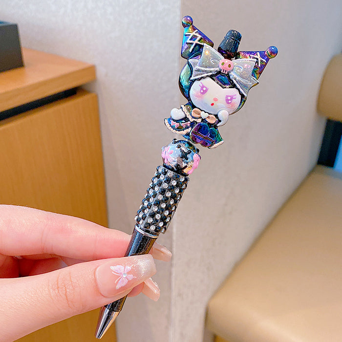 Wholesale Cartoon Plastic Crystal Sparkling Diamond Rotating Bead Neutral Pen JDC-PN-PeiNi001