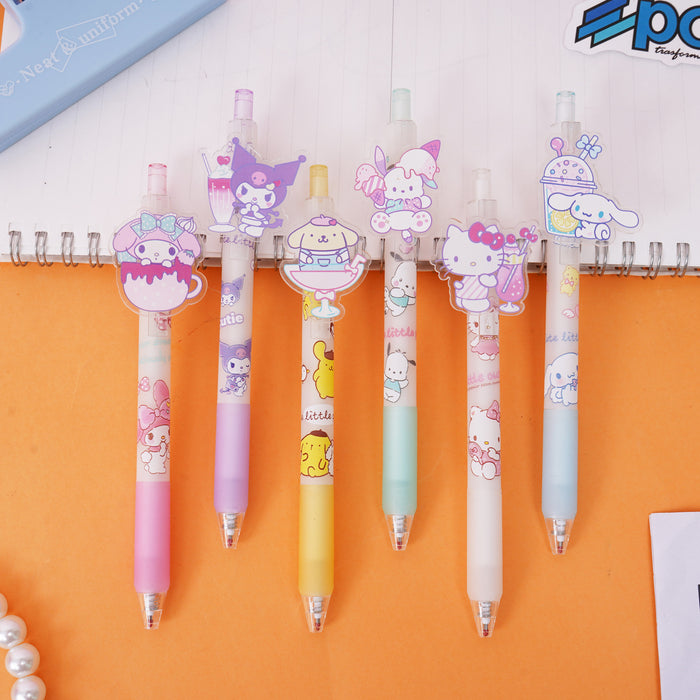 Wholesale 48 pcs Black core 0. 5mm cute cartoon sticker push-button pen