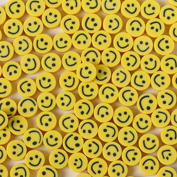 Wholesale 100PCS Polymer Clay Yellow Smiley Face Loose Beads JDC-BDS-LiuXia012