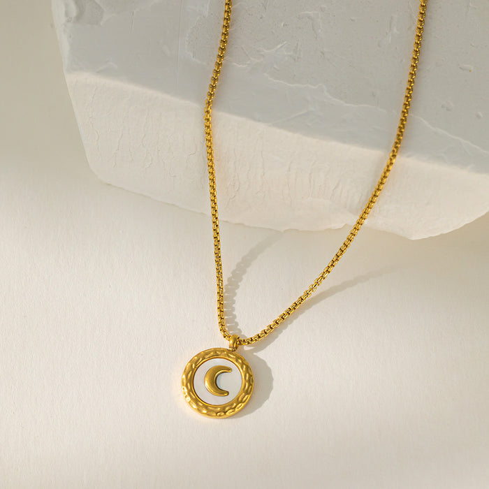 Wholesale  White Fritillaria Round Brand Moon Necklace Women's  Clavicle Chain