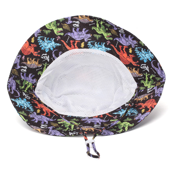 Wholesale Children' s Sun Protection Bucket Hat with Chin Strap Breathable Mesh Cartoon Design Everyday Wear