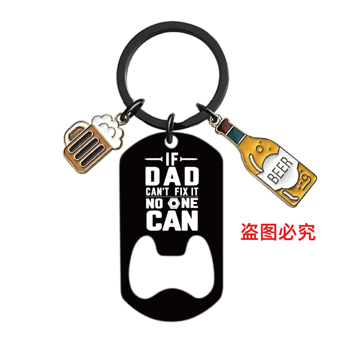 Wholesale Bottle Opener Wine Glass Father's Day Stainless Steel Keychain JDC-KC-GangGu051