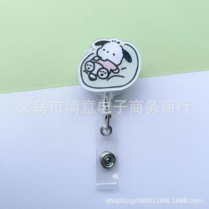 Wholesale Cute Cartoon Retractable Hanging Buckle Badge Reels Keychains