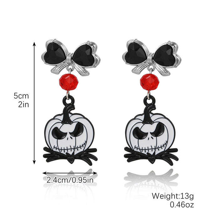 Wholesale Skull Dark Diamond Alloy Pumpkin Spider Halloween Earrings Set JDC-ES-ShuangN002