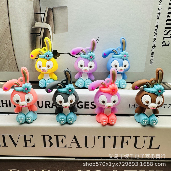 Wholesale Cartoon sitting keychain DIY soft plastic figurine car keychain