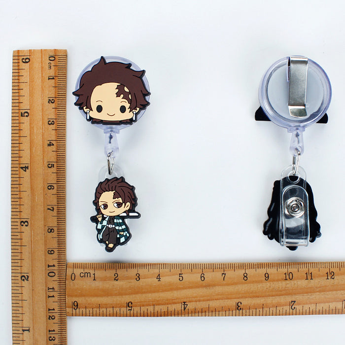 Wholesale Cartoon Badge Scroll Retractable Plastic Keychain JDC-KC-LuoKe006