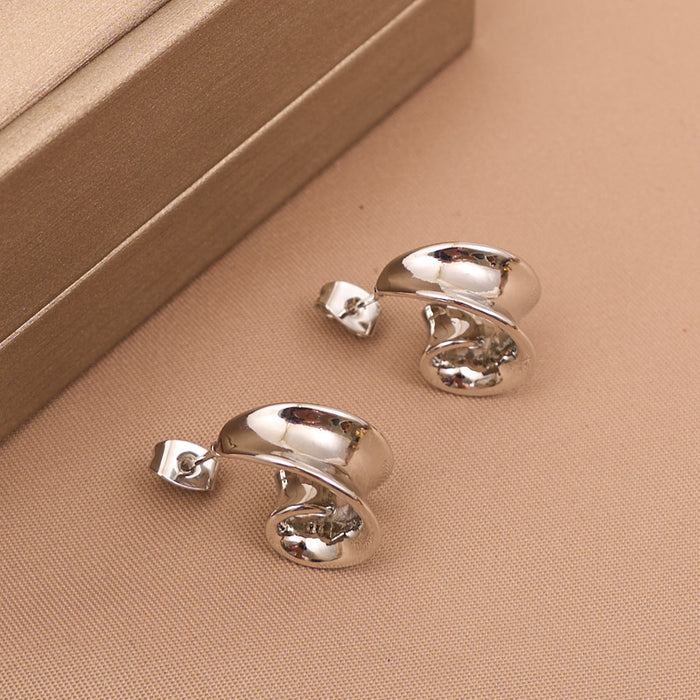 Wholesale Irregular Earrings Wide SurfaCe C-shaped Ear Hoop Glossy High Sense Earrings