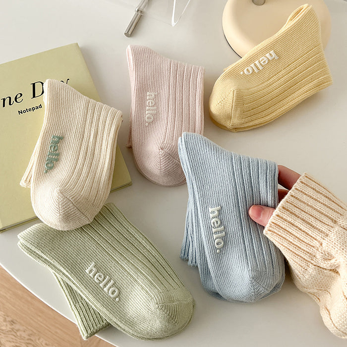 Wholesale Medium length socks with thick thread, versatile for wearing outside, cotton socks