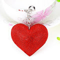 Wholesale Chic Heart Rhinestone Leather Tassel Keychain Fashion Bag Charm Car Key Accessory