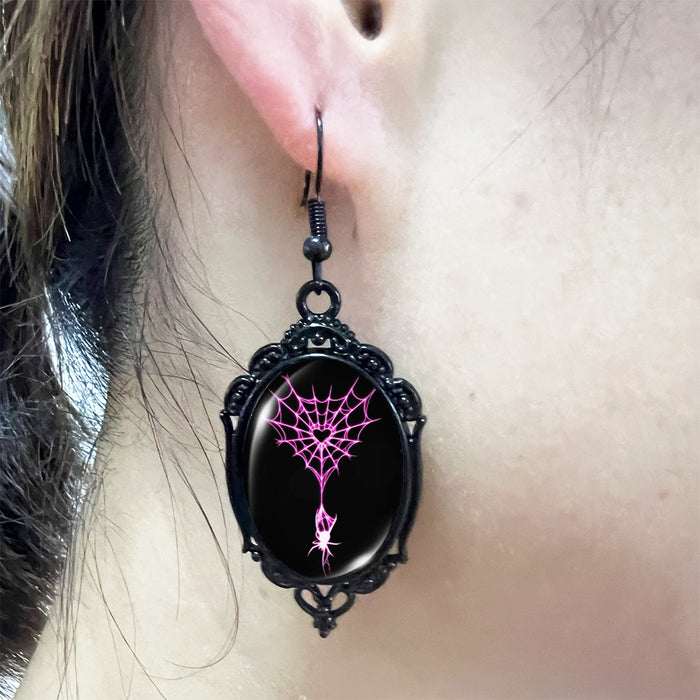 Wholesale  red  Round Earrings  Web Earrings Vintage Love Bugs Time and Light Gems Black Earrings