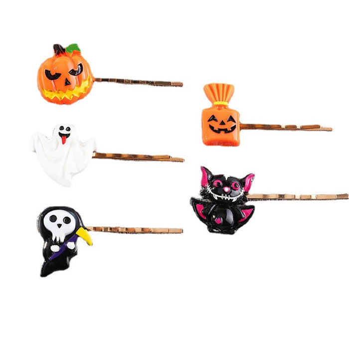 Wholesale Plastic Halloween Bat Pumpkin Ghost Skull Hair Clip JDC-HC-MoDuo002