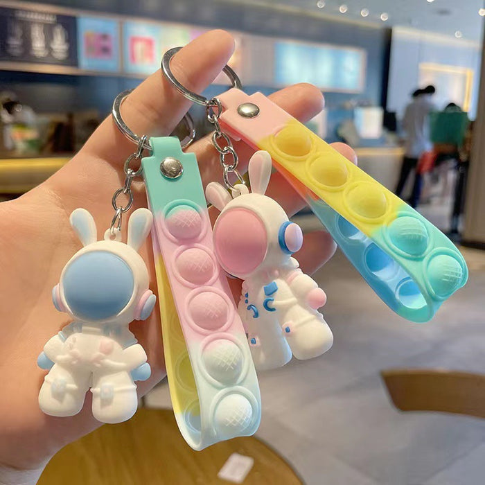 Wholesale PVC Space Rabbit Keychain 3D Doll Pendant Car Key Accessory Gift