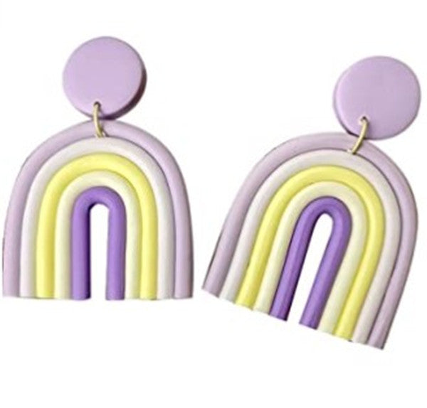 Wholesale U-shaped Rainbow Color Polymer Clay Earrings JDC-ES-TengC002